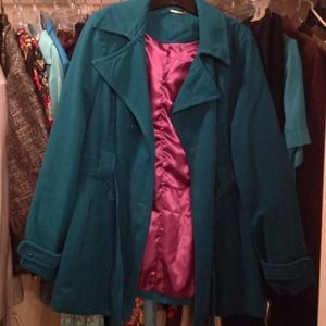 Teal peacoat with belt