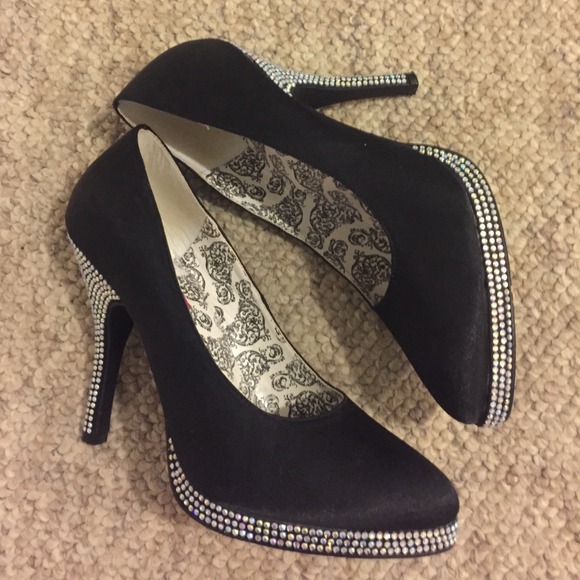 Black Bordello Bling Pumps