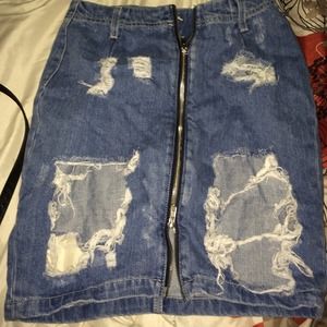 H&M Denim destroyed pencil skirt