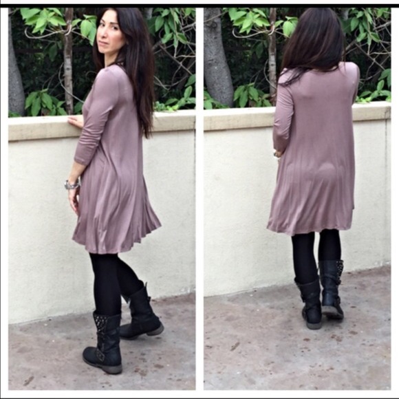 Taupe swing tunic dress SALE - Picture 4 of 4