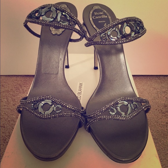 New Rene Caovilla crystal gray sandals