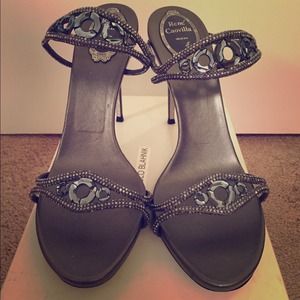 New Rene Caovilla crystal gray sandals