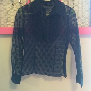 Cute black see through blouse!