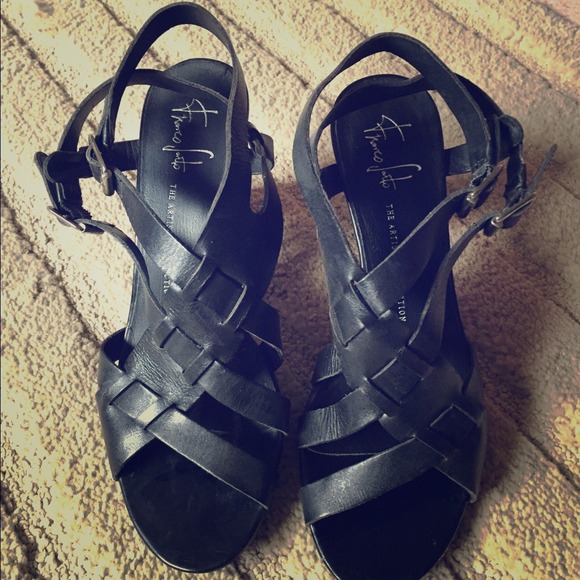 Black leather heels