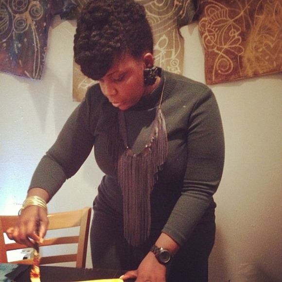 "STRIPPED" Fringe Leather Statement Necklace - Picture 2 of 3