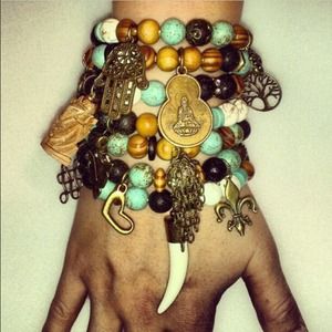 Beaded bracelet stacks in all colors and charms.