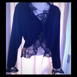 RUFFLED LACE  FRONT SWEATER