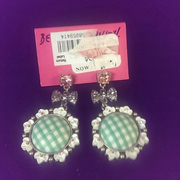 Betsey Johnson Jewelry - NWTBetsey Johnson Green and White Gingham Earrings