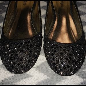 Black rhinestone flats