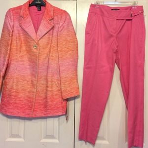Etcetera size 6 suit; pink and coral ombré jacket