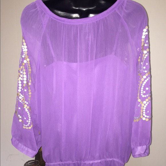 Nicole Miller Large Gorgeous Purple Top - Picture 3 of 4