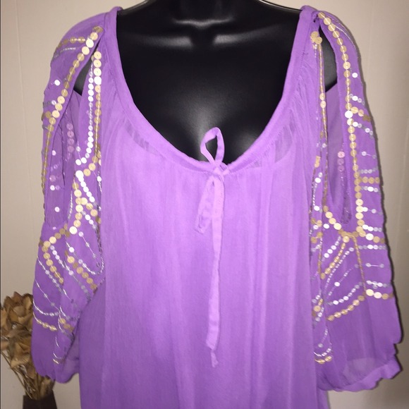 Nicole Miller Large Gorgeous Purple Top - Picture 4 of 4