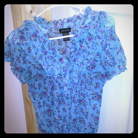 Blue sheer floral top