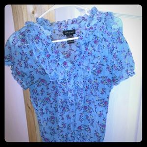 Blue sheer floral top