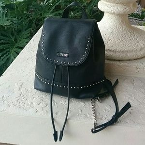 Guess black leather backpack