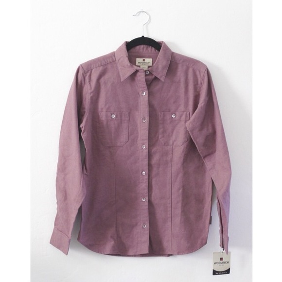 NWT S/M Woolrich Solid Purple Button Up Shirt