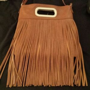 Tan purse with fringe RECENTLY REDUCED