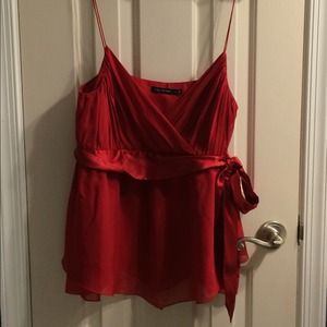 ⚡️Price Reduced⚡️Red chiffon and satin blouse