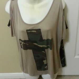 Brown/camo top
