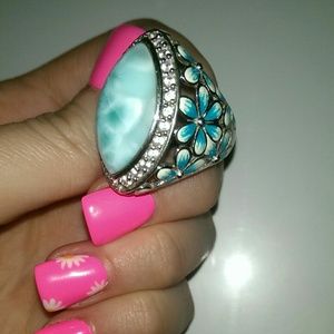 Knuckle to Knuckle Larimar  Dome Ring