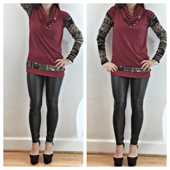Sweaters - Cowl neck top with button detail