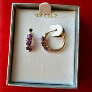 10k Gold Earrings with Amethyst Gems
