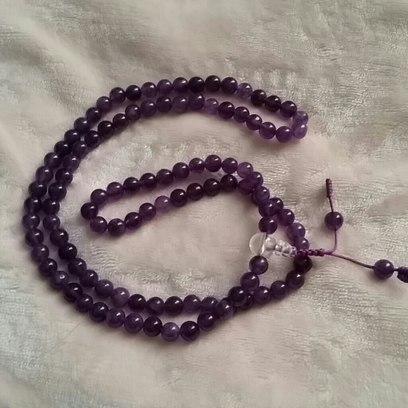 Purple glass mala beads