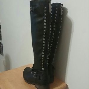 Knee high boots with studs