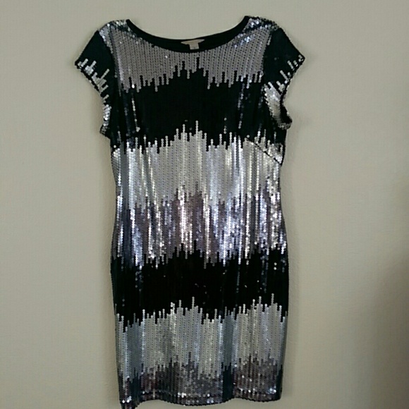 Size 16 black/silver sequined dress.