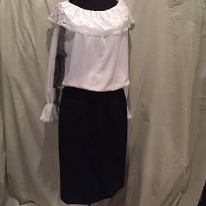 Vintage Black pinstripe pencil skirt