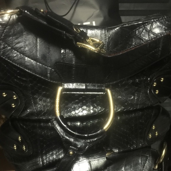 DOLCE & GABBANA whipsnake and eel skin black bag