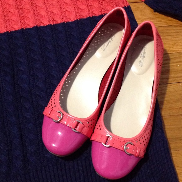 Peach & Fuchsia/Dark Pink flats