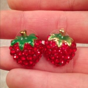 Rhinestone Strawberry earrings.