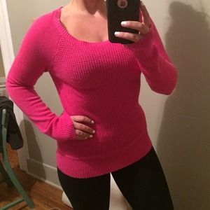 JCREW bright pink waffle sweater