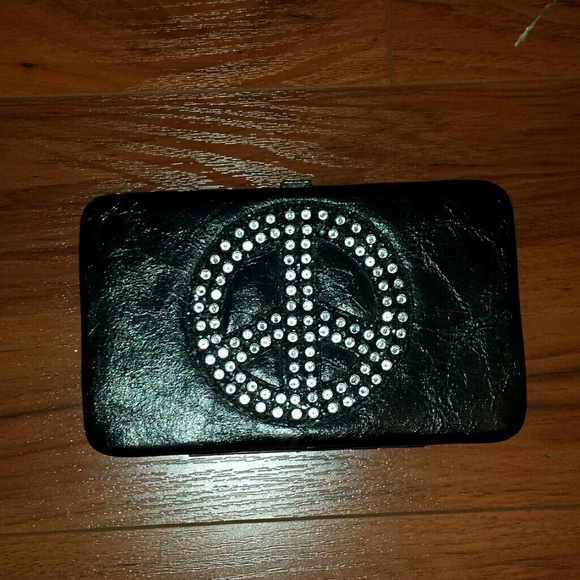 Peace sign black wallet