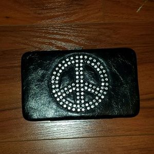 Peace sign black wallet