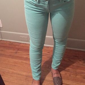 Jcrew matchstick teal corduroys