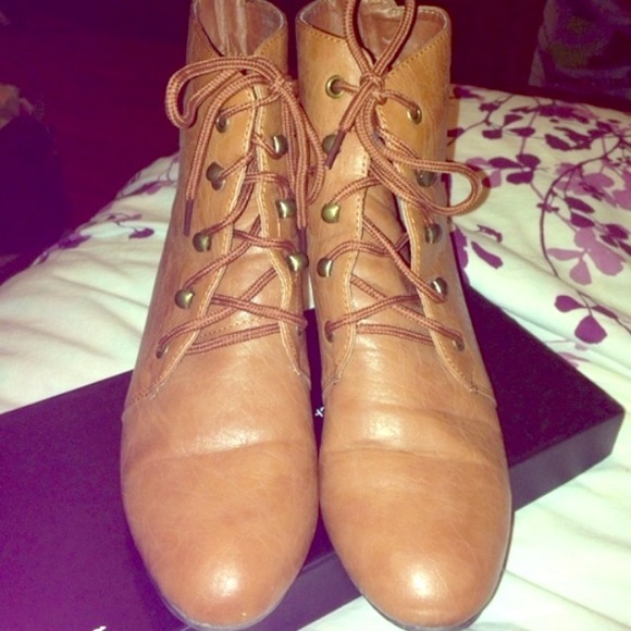 Brown lace up ankle boots