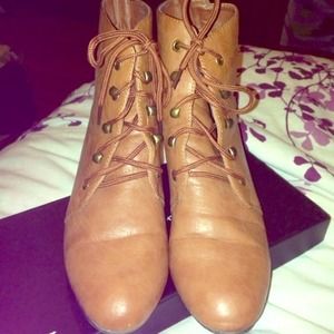 Brown lace up ankle boots