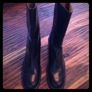 Black leather boots