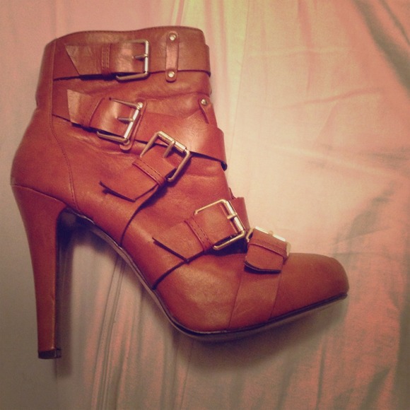 Brown leather heels