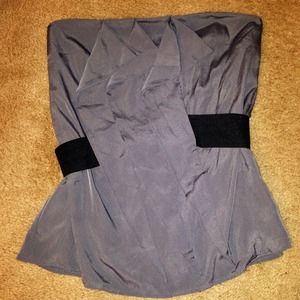 Grey ruffled tube top