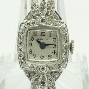 1930's Art Deco Platinum  Diamond Lady Watch 1.25c
