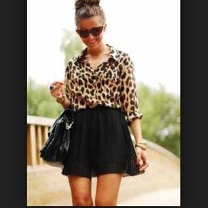 cheeta long sleeve dress with lace skirt