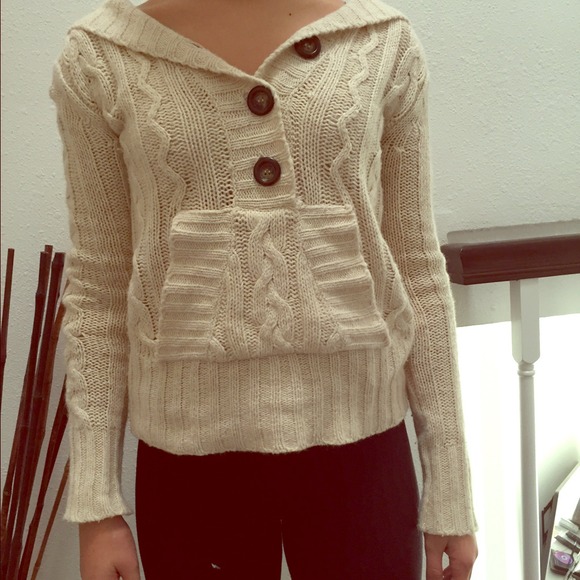 White button up sweater