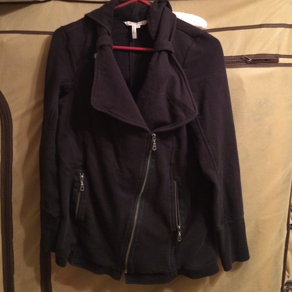 BCBGeneration Black Hooded Asymmetrical Jacket