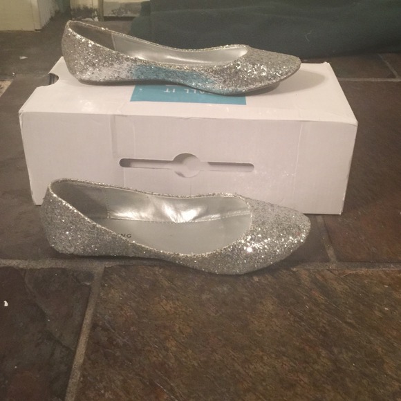 Sparkly silver flats