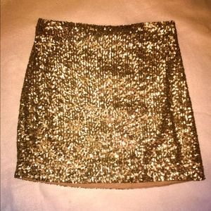 Gold sequin mini skirt