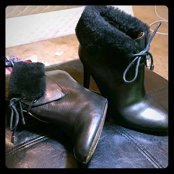 SOLD!!!! Black leather coach booties