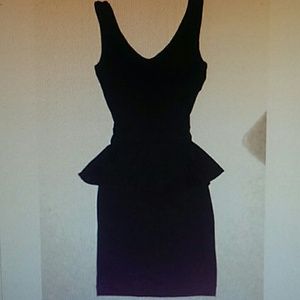 Asos Petite Black Peplum Dress cutout back US 2 XS